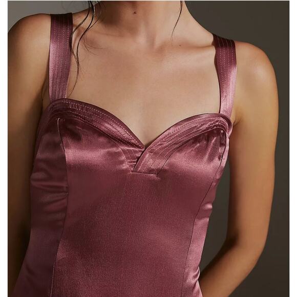 ANTHROPOLOGIE Women’s Cross-Back Satin Midi Dress size 8 - Picture 2 of 11